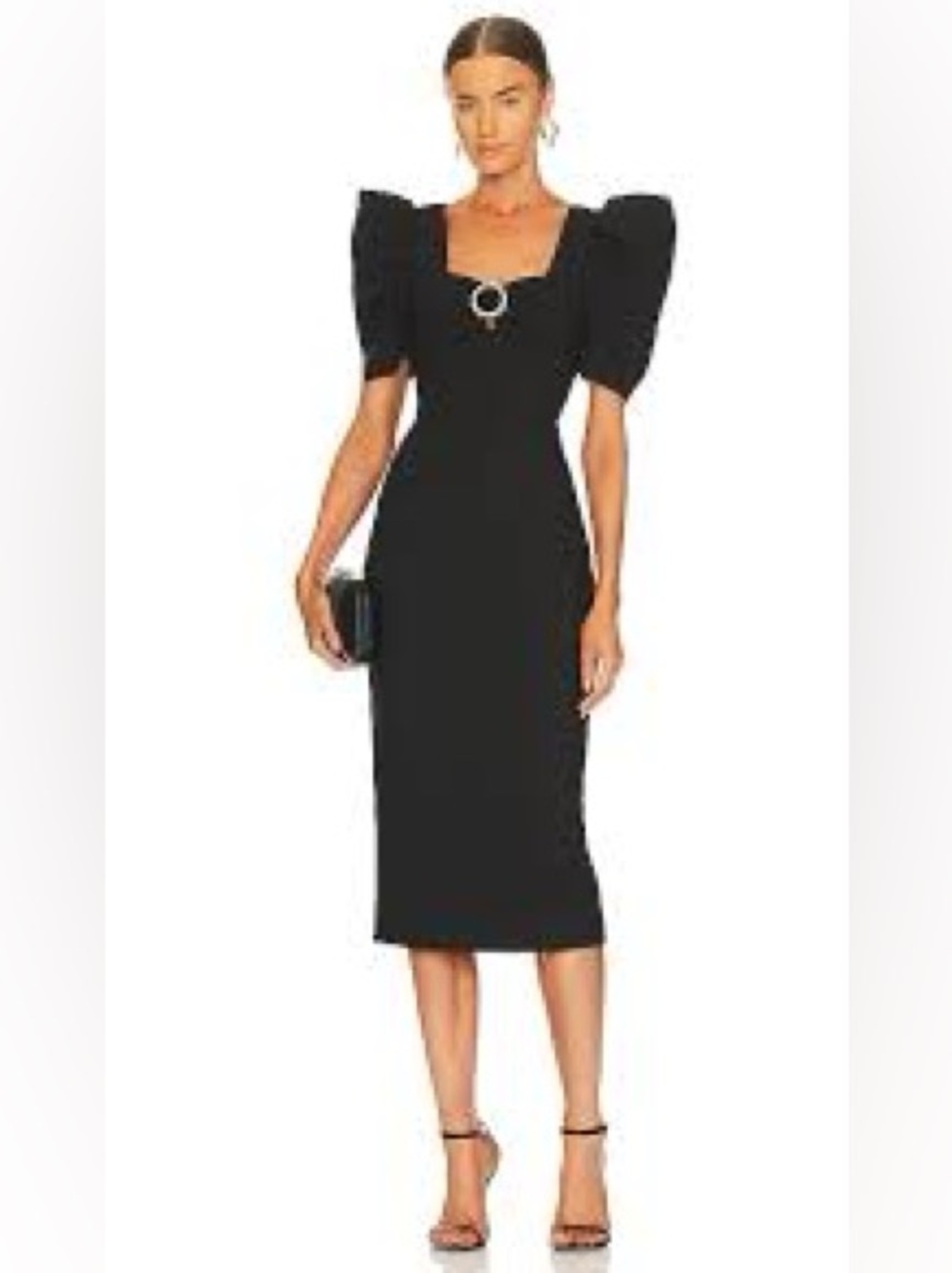 Likely Bronte Dress Black Puff Sleeve Maxi Dress Size 12